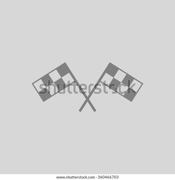 Racing flag -\
Grey flat icon on gray\
background