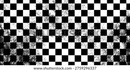 Racing flag grunge backdrop with worn texture. Vector motorsport theme for car race, rally, and motocross