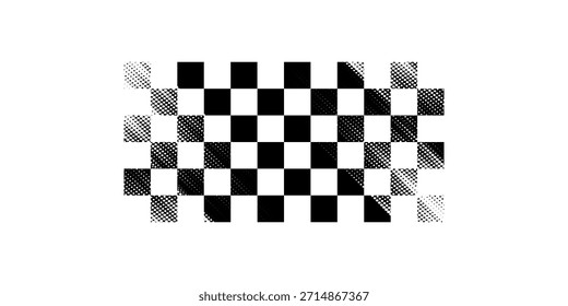 Racing flag grunge design of vector car race sport, auto rally and motocross.