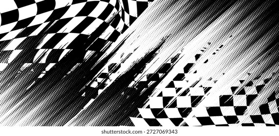 Racing flag grunge design of vector car racing sports, car rally and motocross. eps10