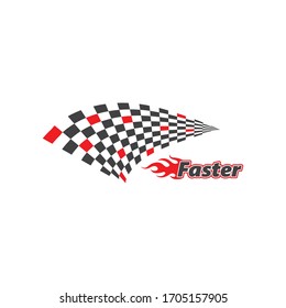 racing flag icon of automotif illustration vector template