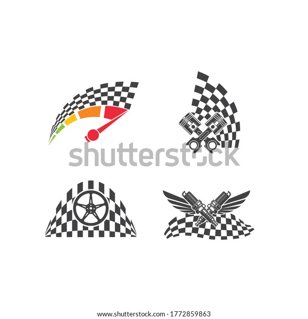 racing flag icon of automotif illustration\
vector template