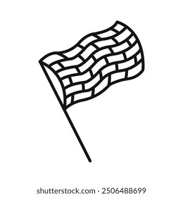 Icono de la bandera de carreras Logotipo del Vector del arte de la línea negra