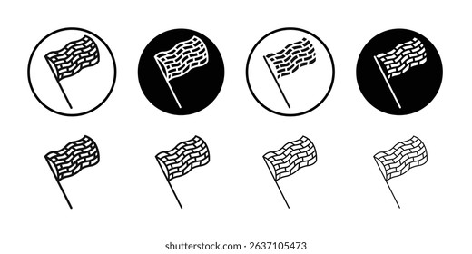 Racing flag icon Black line art vector logo set