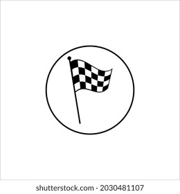 Racing flag icon. Black and white checkered flag. Vector illustration on white background.