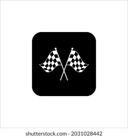 Icono de indicador de carreras. Bandera de cuadros negros y blancos. Ilustración vectorial sobre fondo blanco.