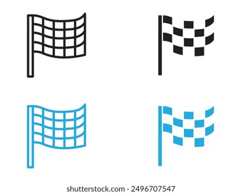 Racing flag icon black and white vector outline sign