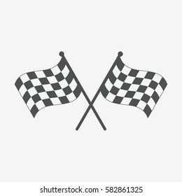 Racing flag icon. Black and white checkered flag. Vector illustration.