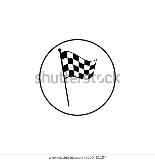 Racing flag icon. Black and white\
checkered flag. Vector illustration on white\
background.