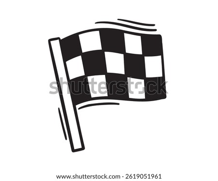 racing flag icon doodle hand drawn. Outline drawing racing flag line clipart symbol. Vector illustration