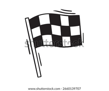 racing flag icon doodle hand drawn. Outline drawing racing flag line clipart symbol. Vector illustration