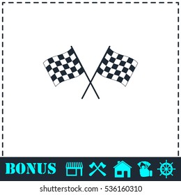 Racing flag icon flat. Simple vector symbol and bonus icon