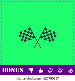 Racing flag icon flat. Simple vector symbol and bonus icon