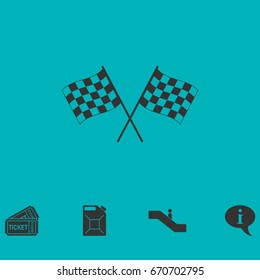 Racing flag icon flat. Simple vector symbol and bonus icon