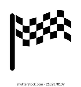 Icono de la bandera de carreras, negro completo. Adecuado para necesidades de diseño de contenido, afiches, banners o edición de vídeo