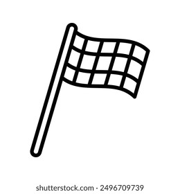 Marca lineal del logotipo del icono de la bandera de carreras en blanco y negro