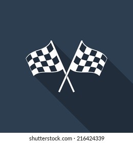 racing flag icon with long shadow