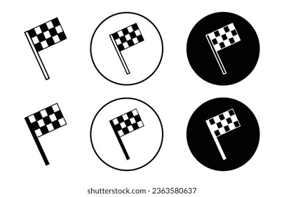 Racing flag icon. Motocross flag symbol set. Car sport checkered flag vector line sign.