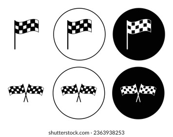 Racing flag icon set in black filled and outlined style. suitable for UI designs