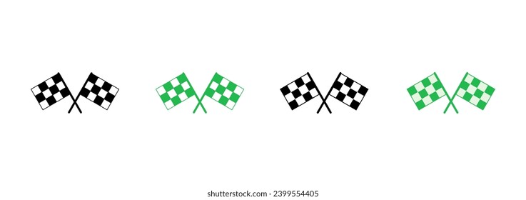 Juego de iconos de la bandera de carreras. icono de la bandera de la carrera.Icono de la bandera de la carrera de cuadros