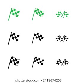 Racing flag icon set. race flag icon.Checkered racing flag icon