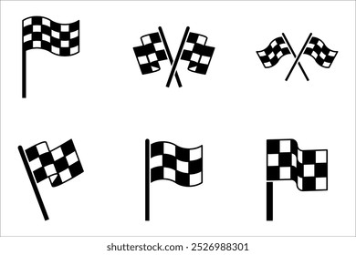 Racing flag icon set. Race flag, sports, car, moto. vector illustration on white background