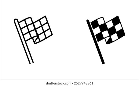Ícone do sinalizador de corrida definido. Bandeira de corrida, esportes, carro, moto. ilustração vetorial no fundo branco