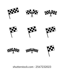 Racing flag icon set. race flag icon.Checkered racing flag icon