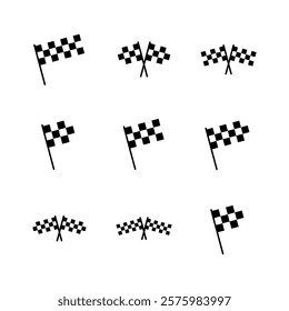 Racing flag icon set. race flag icon.Checkered racing flag icon