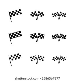 Racing flag icon set. race flag icon.Checkered racing flag icon