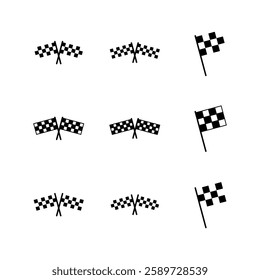 Racing flag icon set. race flag icon.Checkered racing flag icon