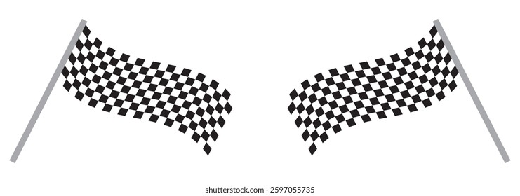 Racing flag icon set. Race flag, checkered, sports, car, moto. rally flag seamless texture. chess background pattern. black and white square backdrop. EPS 10.