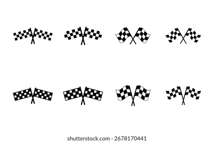 Conjunto de iconos de bandera de carreras. icono de bandera de carrera. Icono de bandera de carreras a cuadros
