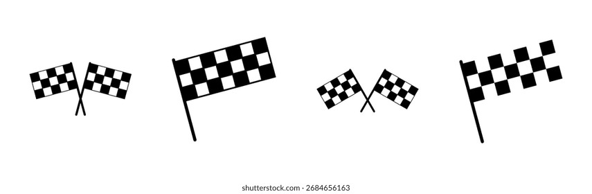 Conjunto de iconos de bandera de carreras. icono de bandera de carrera. Icono de bandera de carreras a cuadros