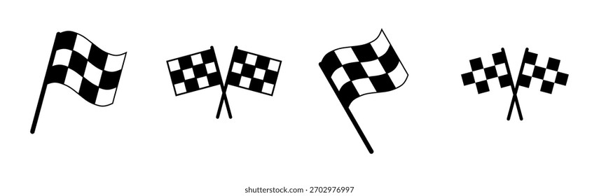 Conjunto de iconos de bandera de carreras. icono de bandera de carrera. Icono de bandera de carreras a cuadros