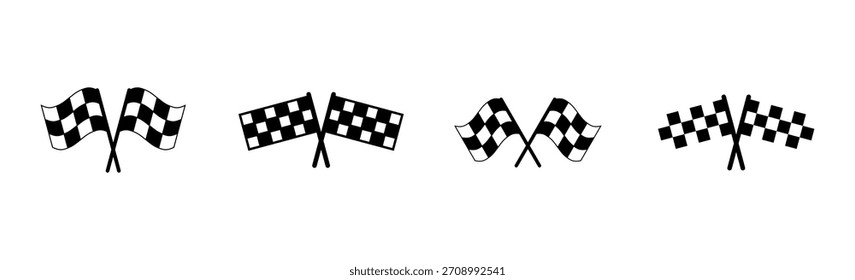 Conjunto de iconos de bandera de carreras. icono de bandera de carrera. Icono de bandera de carreras a cuadros