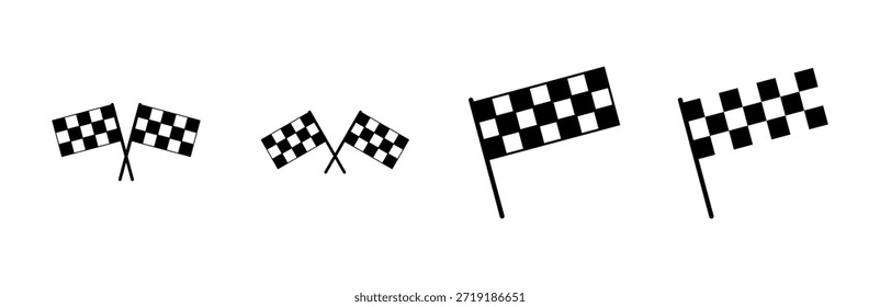 Conjunto de iconos de bandera de carreras. icono de bandera de carrera. Icono de bandera de carreras a cuadros
