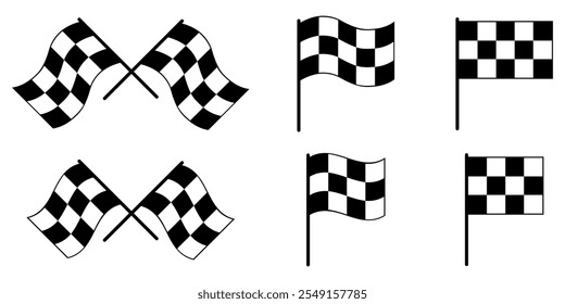 Racing flag icon set. Vector illustration.