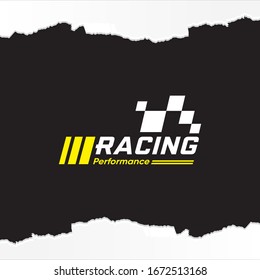 Racing flag icon, simple design race flag logo template