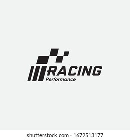 Racing flag icon, simple design race flag logo template