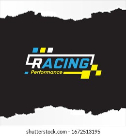 Racing flag icon, simple design race flag logo template
