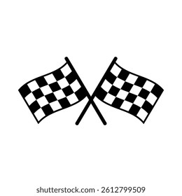 Racing flag icon. Start and finish flag symbol for competition or sports events