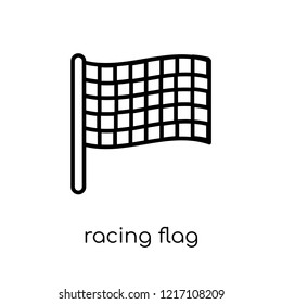 racing flag icon. Trendy modern flat linear vector racing flag icon on white background from thin line Productivity collection, outline vector illustration