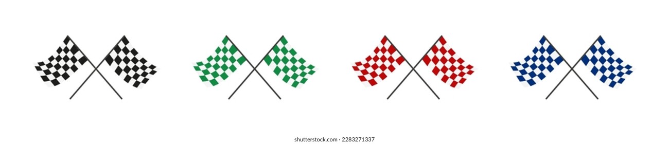 Racing flag icon vector.  Checkered or chequered flag for car racing. Flag Cross. EPS 10