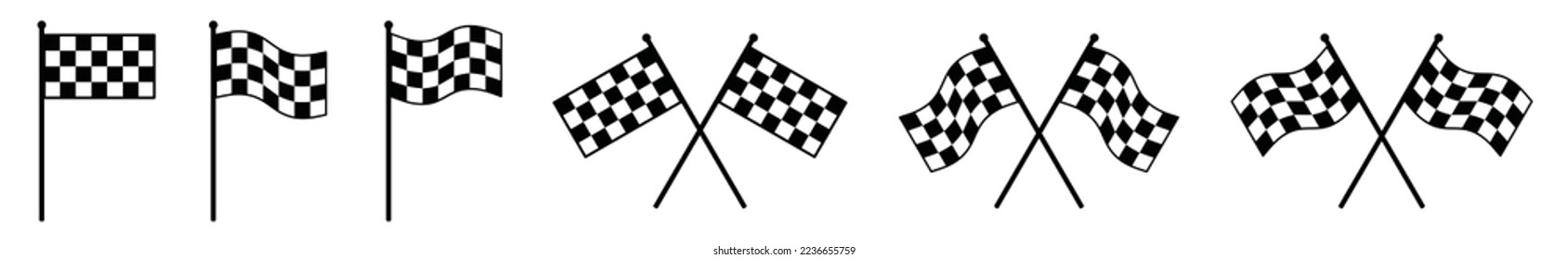 Racing flag icon vector. Race flag icon set. Start and finish crossed flags for game, app, and website, symbol illustration