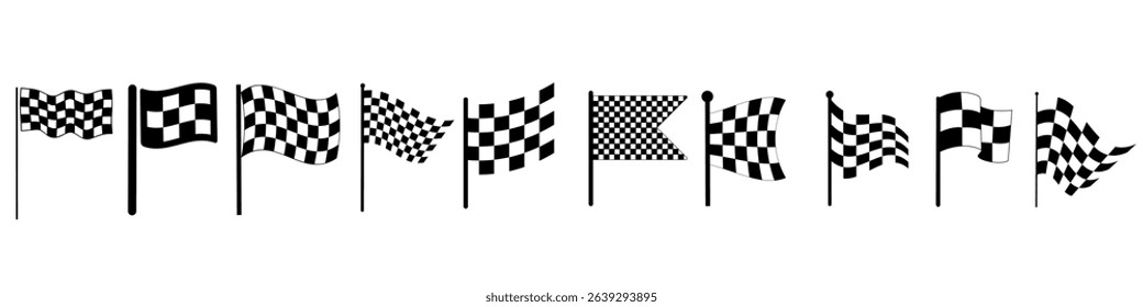 Racing flag icon vector set. Racing illustration sign collection. Finish symbol. Racing web icons. Racing flags symbols for web and mobile app.
