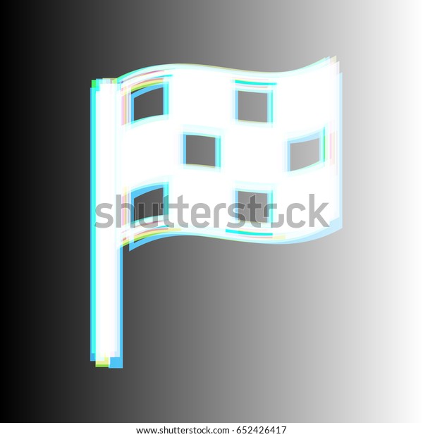 Racing flag icon. Vector. White icon with\
colored contours on gradient\
background.
