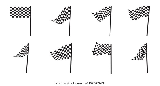 Racing flag icons set. Finish flag. Vector illustration . 