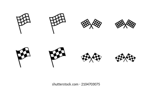 Racing flag icons set. race flag sign and symbol.Checkered racing flag icon