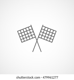 Racing Flag Line Icon On White Background